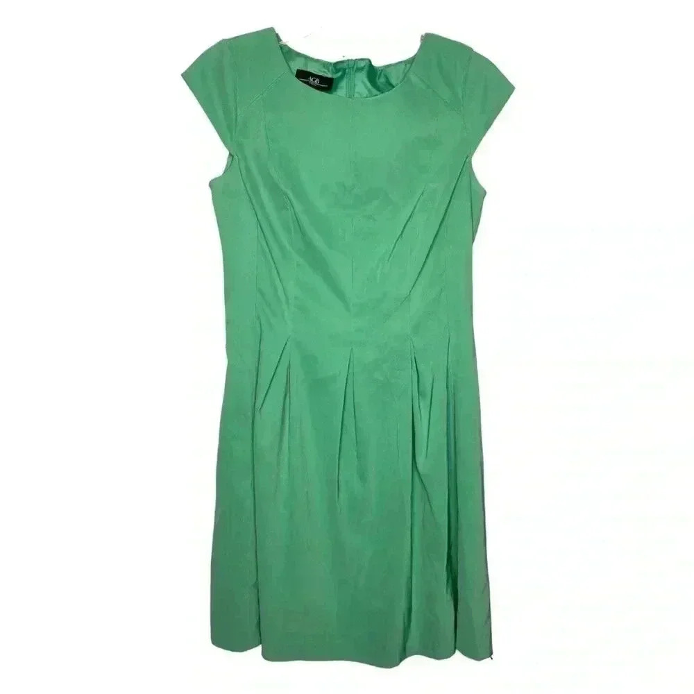 ABG Jade Green Stretch Twill Cap Sleeve Dress